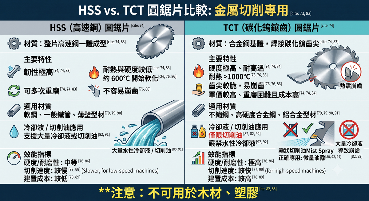 圓鋸機刀片與機台怎麼選?HSS與TCT差異、機台剛性與切削油應用全攻略 圓鋸機刀片與機台怎麼選?HSS與TCT差異、機台剛性與切削油應用全攻略