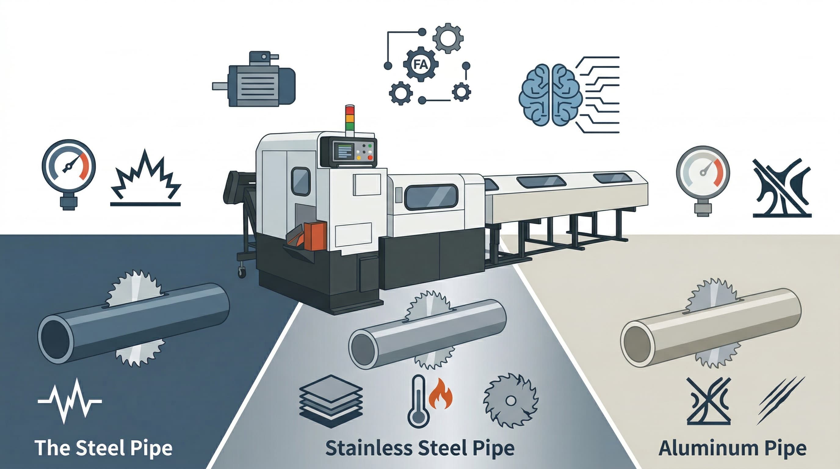金屬圓鋸機如何切割管材？鋼管、不鏽鋼管、鋁管切削差異一次看懂！